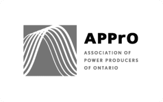 APPrO logo with stylized curved transmission lines and text "APPrO" plus "Association of Power Producers of Ontario"